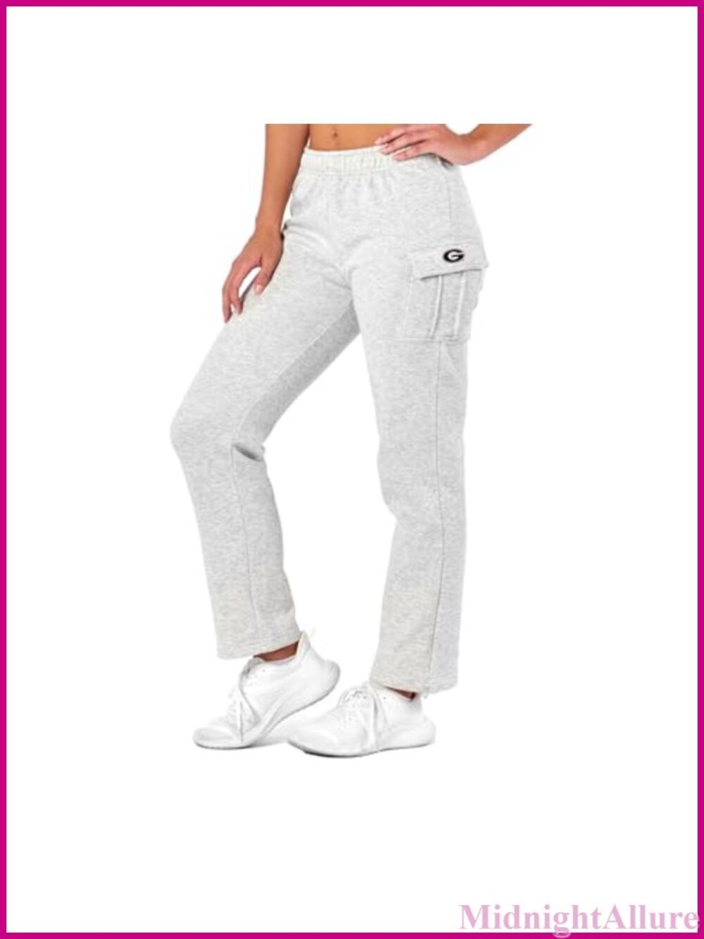 Fleece Cargo Lounge Pants Straight Leg Utility Pocket Pull On